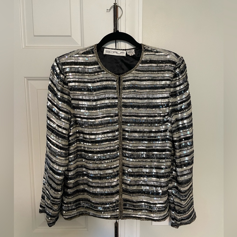 Vintage SCALA Beaded Sequin Evening Jacket Size Small-EUC